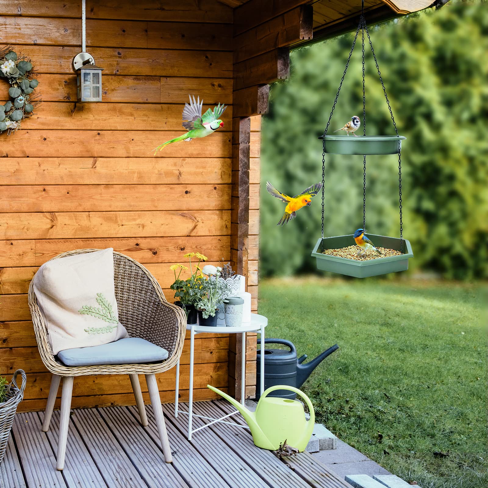 Bathth large-capacity bird bath supports more birds.