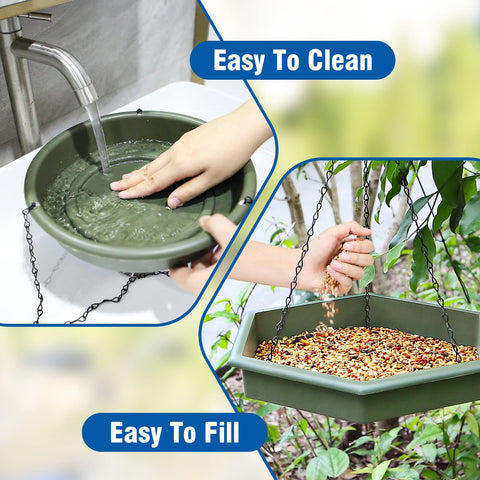 Bathth outdoor bird feeder assembly for quick setup.