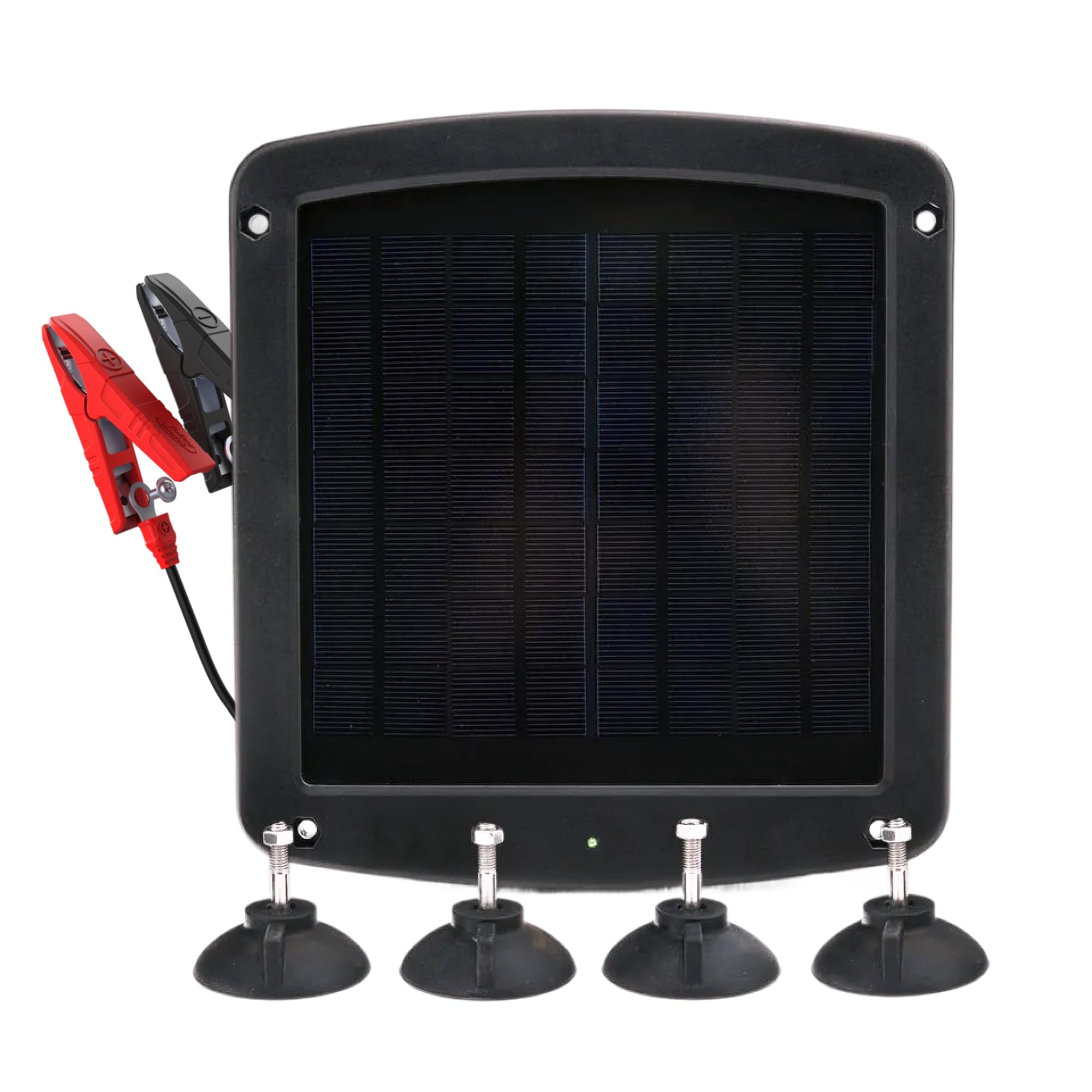 Battery Tender 5W solar panel windshield mount for convenient on-the-go charging.