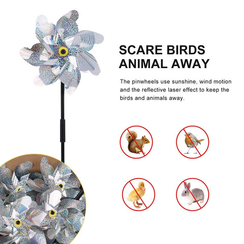 BATTIFE garden wind spinner silver helps attract attention and deter birds.