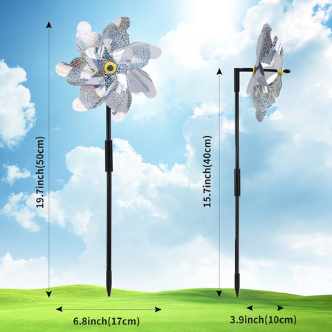 BATTIFE reflective pinwheels yard silver in breeze captures light and movement.