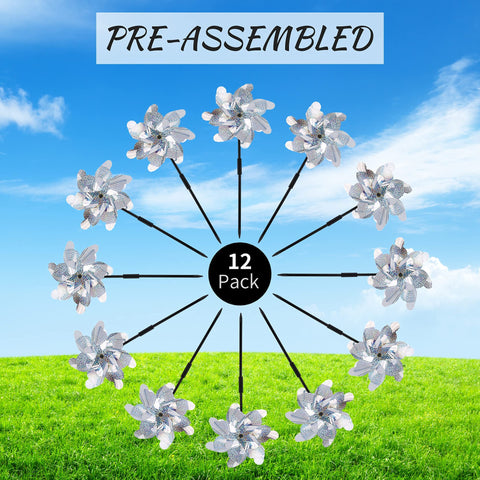 BATTIFE reflective pinwheels yard silver installed height-ready demonstrates easy setup.