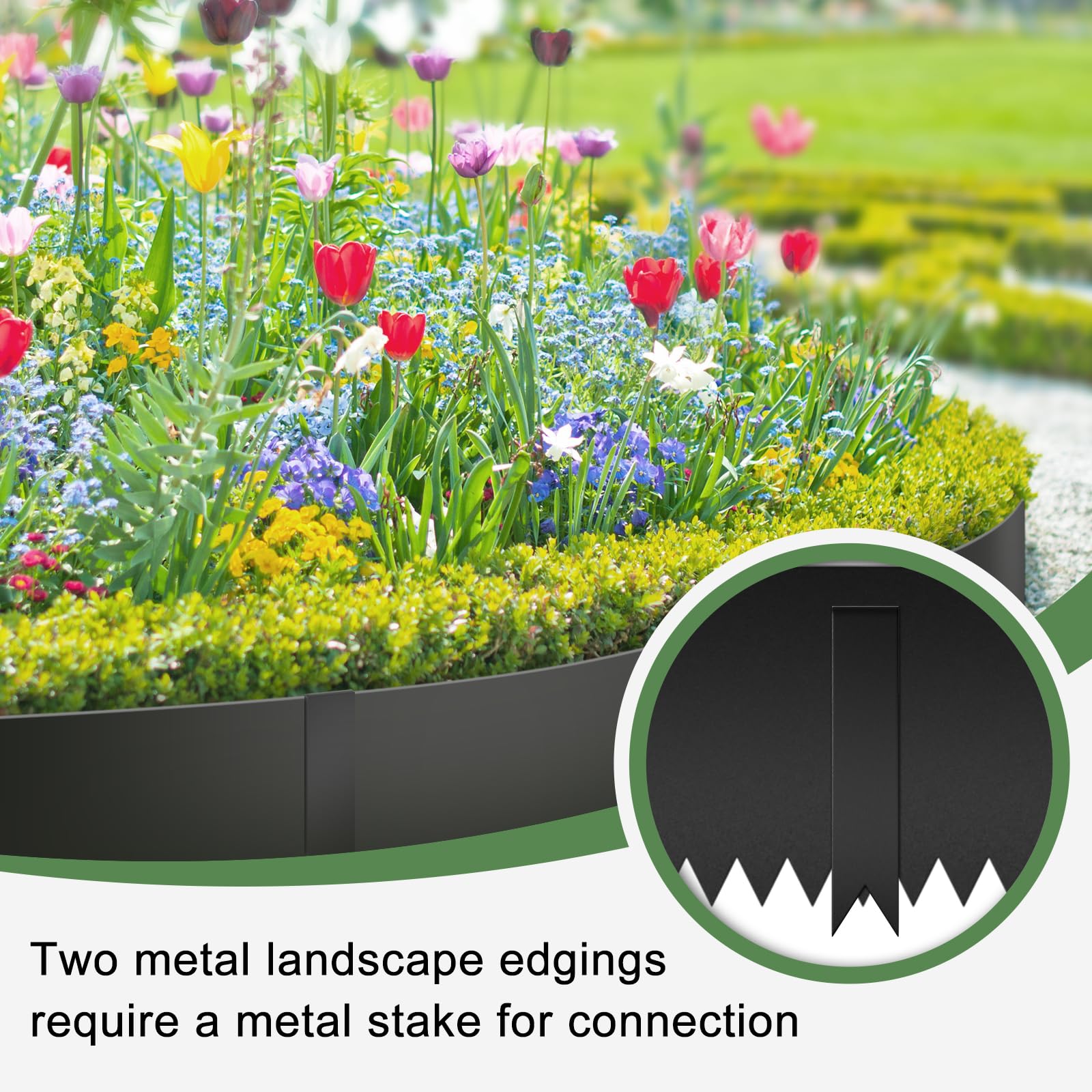 BAVNNRO 40-inch border with 10 stakes provides stable edging for tidy lawn layouts.