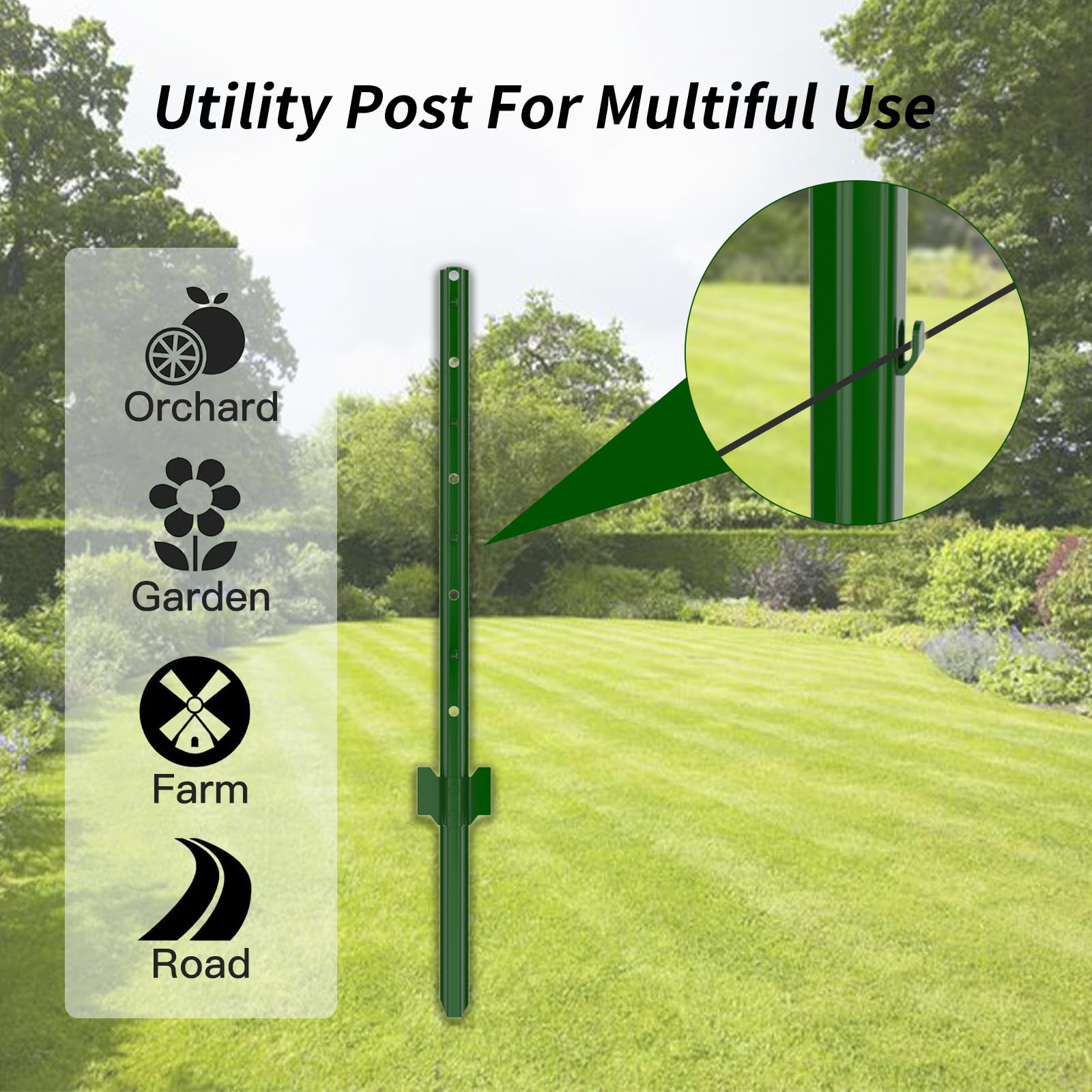 BAVNNRO fence post pointed tip enables fast ground insertion