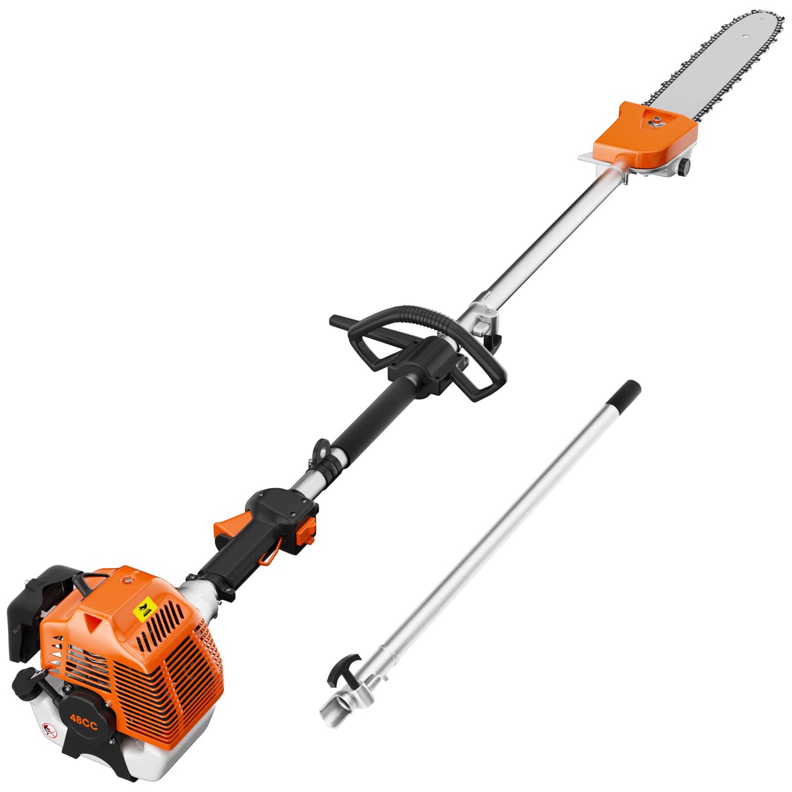 Bavnnro gas-powered pole saw used for branch cutting in the yard.