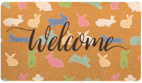 Bawnhaw Easter Bunny Welcome Doormat, 17x30, keeps dirt outside while welcoming guests.