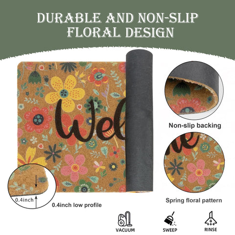 Bawnhaw faux coir mat with rubber backing offers anti-slip safety.