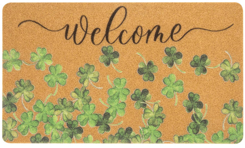 Bawnhaw Lucky Clover front-door mat with green shamrock print for a welcoming entrance.