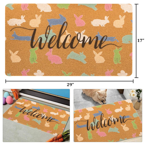 Spring design front porch mat adds color and seasonal charm to entryways.