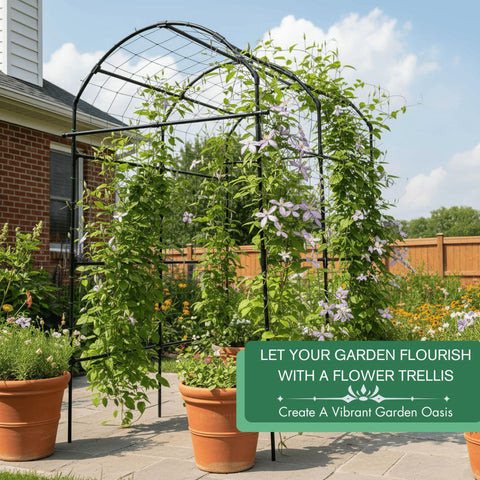 Weather-resistant coating on the BAXAM arch resists rust in outdoor conditions.