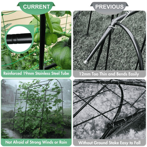 BAXAM detachable deep-soil stakes anchor the arch against wind and movement.