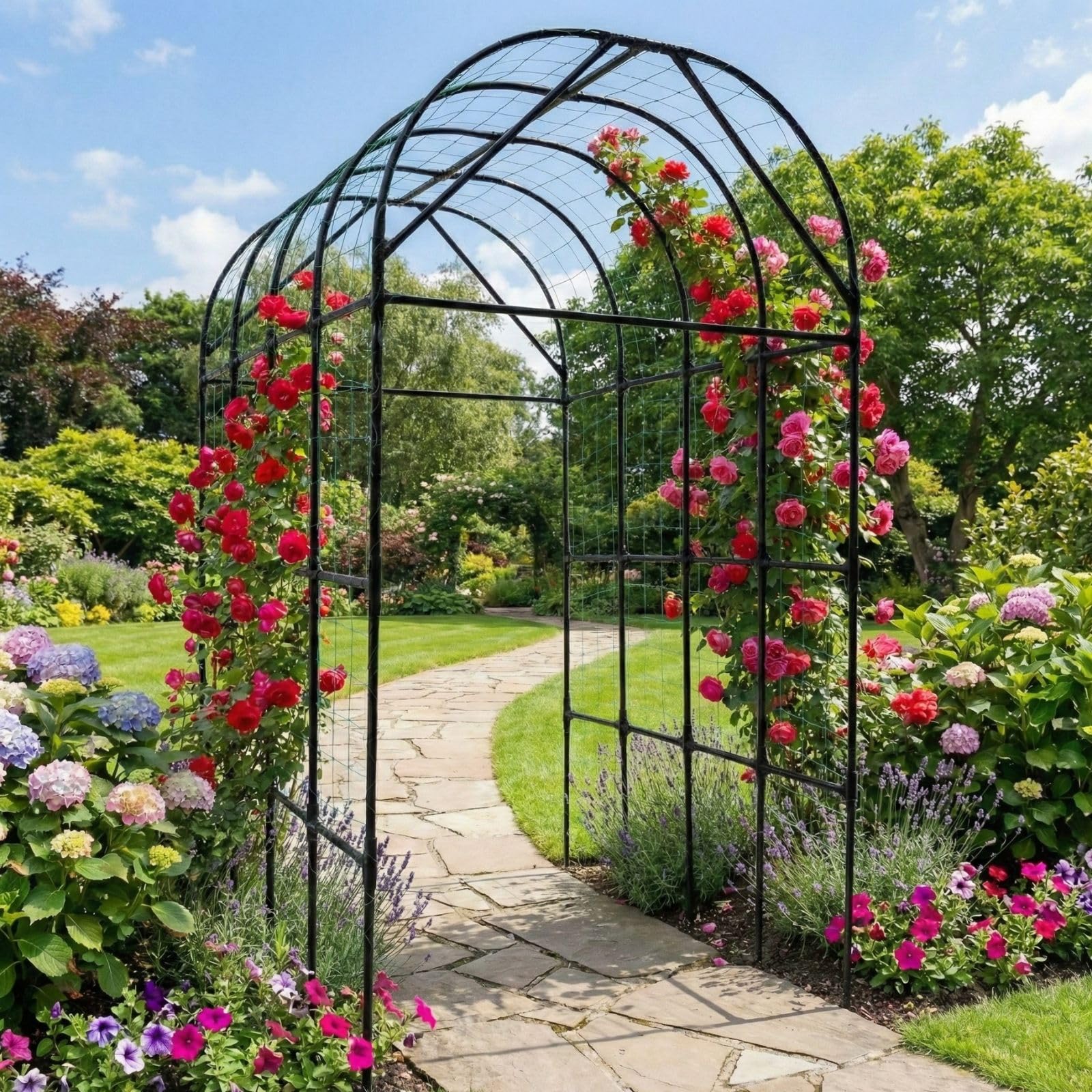 BAXAM raised-bed friendly arch enhances pathways and vertical growth