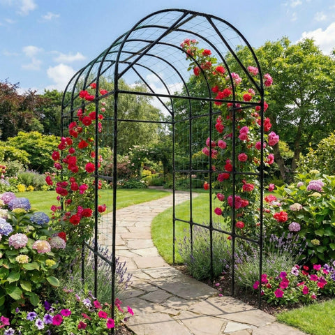 BAXAM raised-bed friendly arch enhances pathways and vertical growth