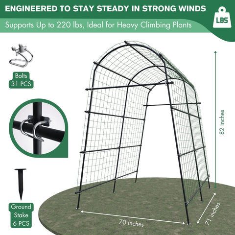 BAXAM metal bolt connection system ensures secure, easy installation of the garden arch.