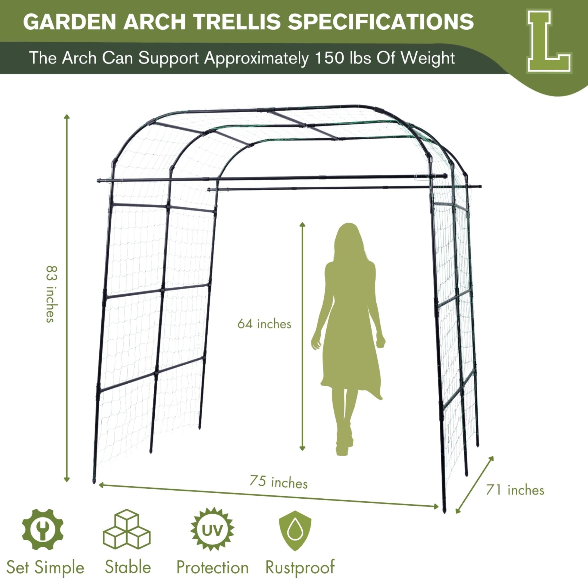 BAXAM plastic-coated steel arch with smooth finish for outdoor durability