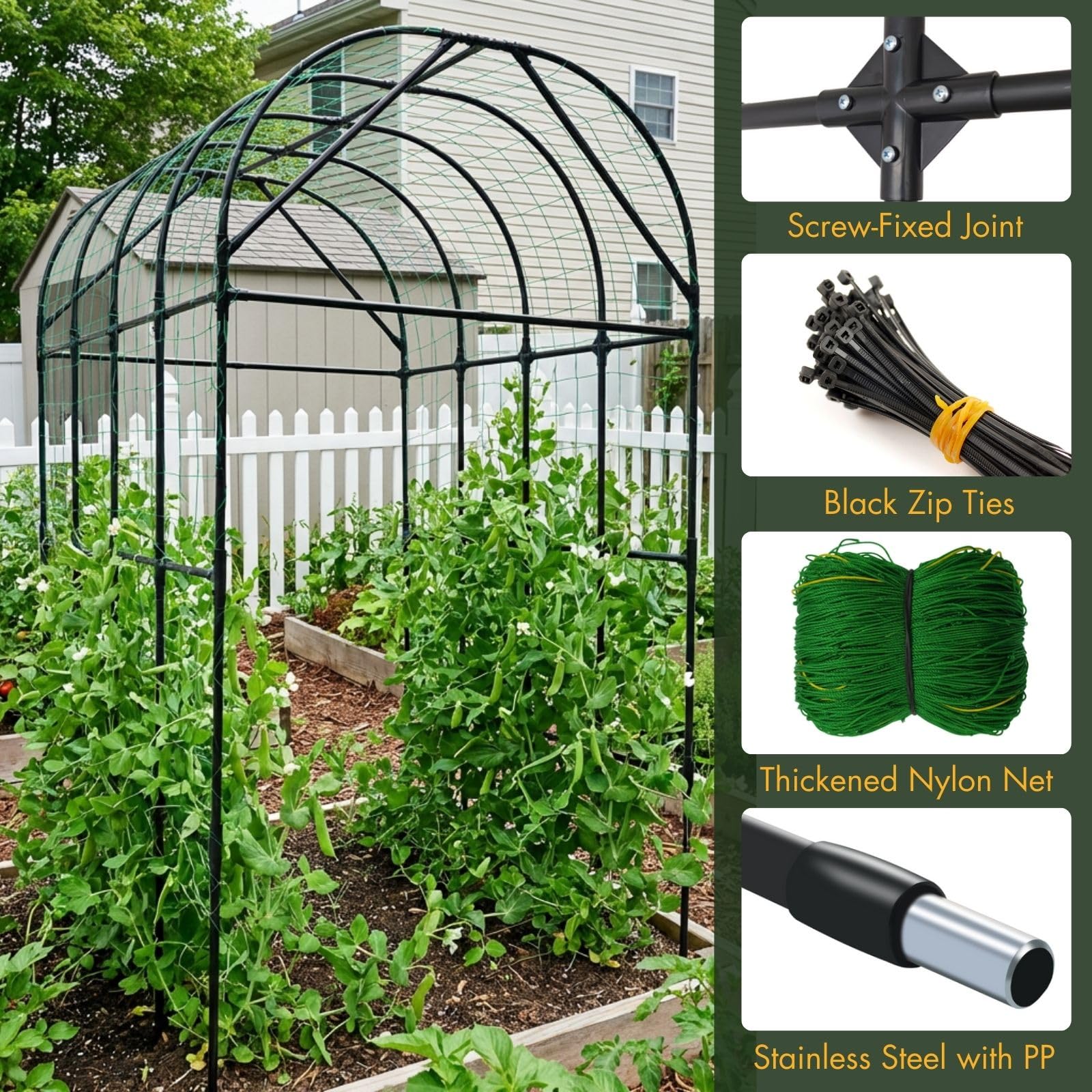 BAXAM arch supports cucumbers and tomatoes for cleaner harvests