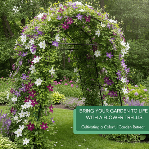 BAXAM versatile arch supports tomatoes, beans, grapes, and flowering climbers beautifully.