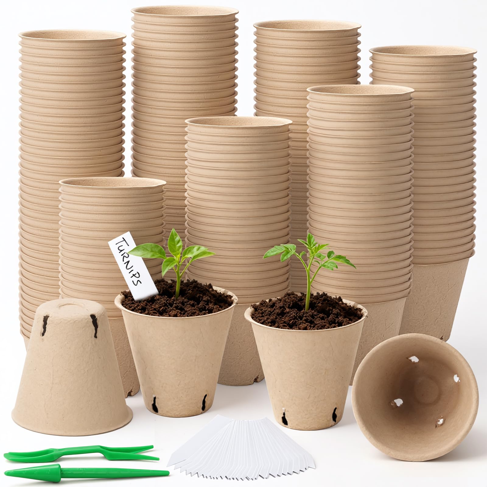 Baxrou 120-pack peat pots for germination and easy soil transplant.
