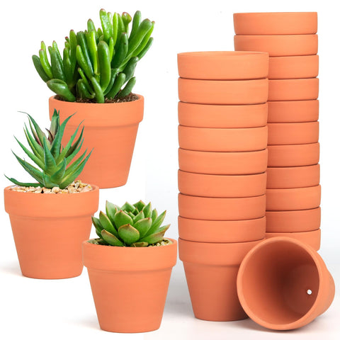 Baxrou terra cotta pot 24-pack with drainage holes promotes healthy root air circulation.