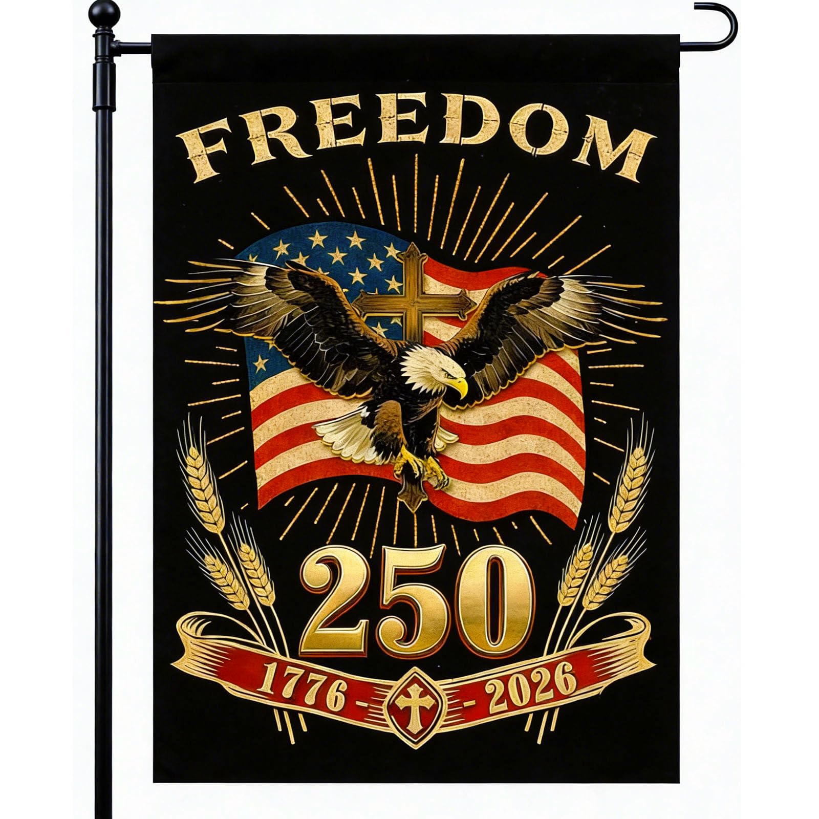 Baydiibao 250-year flag with eagle cross design for outdoor display.