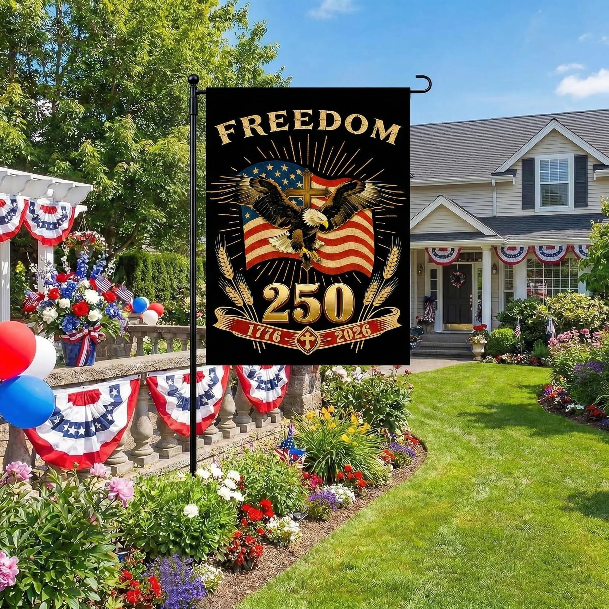 Baydiibao 4th of July patriotic flag for porch décor.