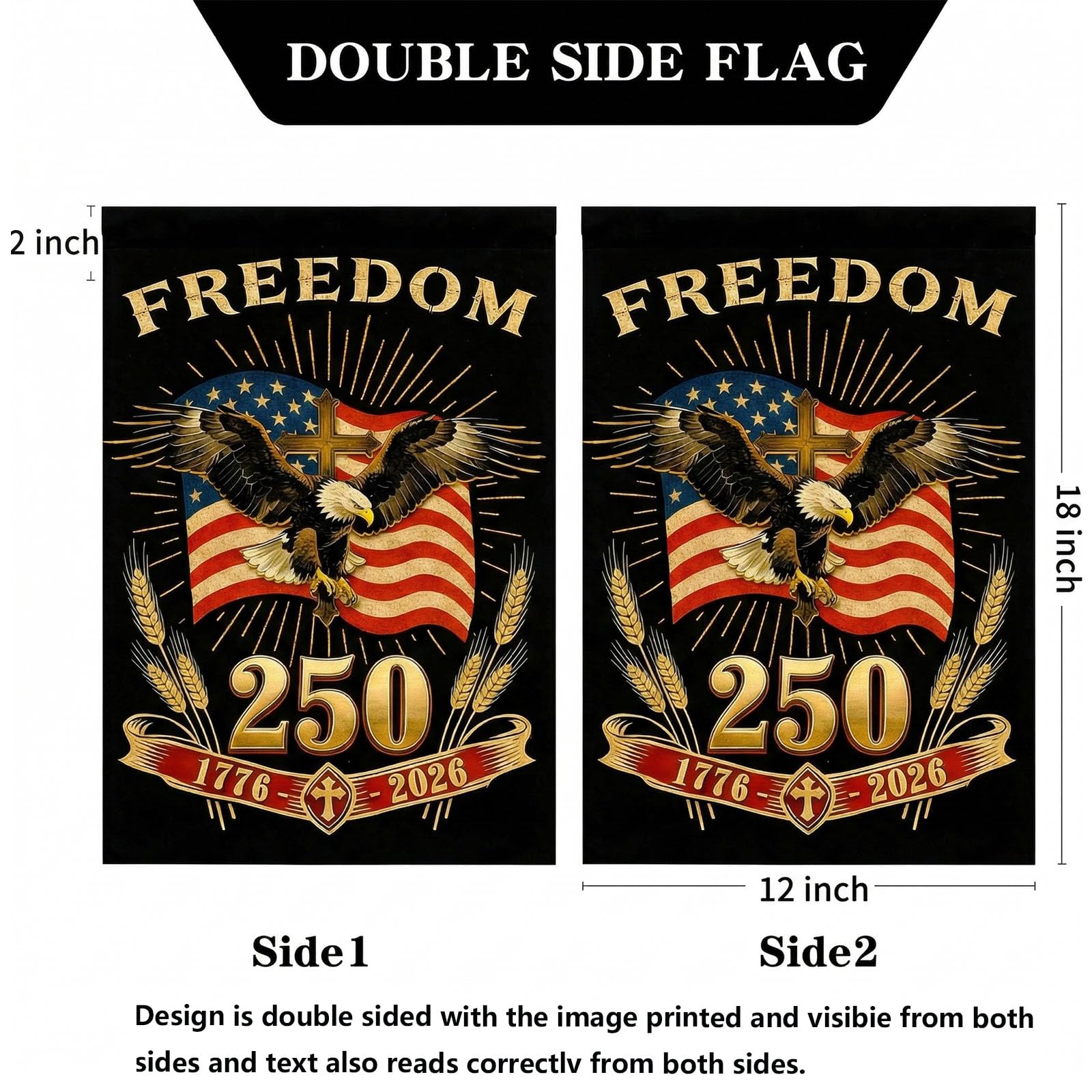 Baydiibao cross eagle motif flag for year-round display.