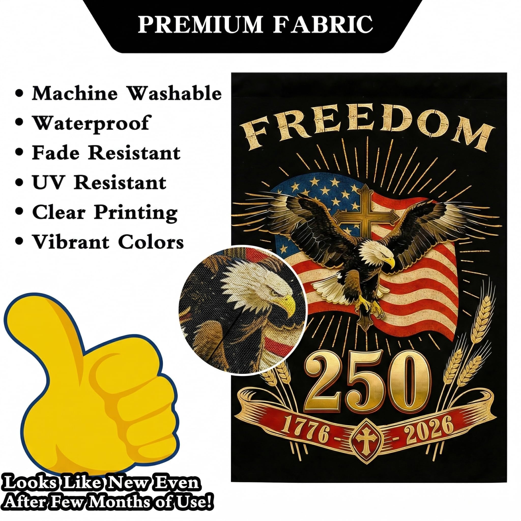 Baydiibao weather-resistant outdoor flag with burlap material.