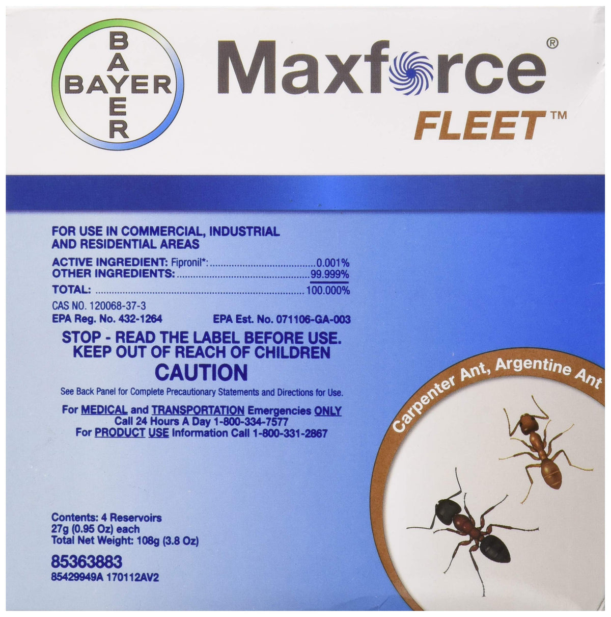 Bayer Max Force Fleet ant gel tube ready for fast colony targeting.