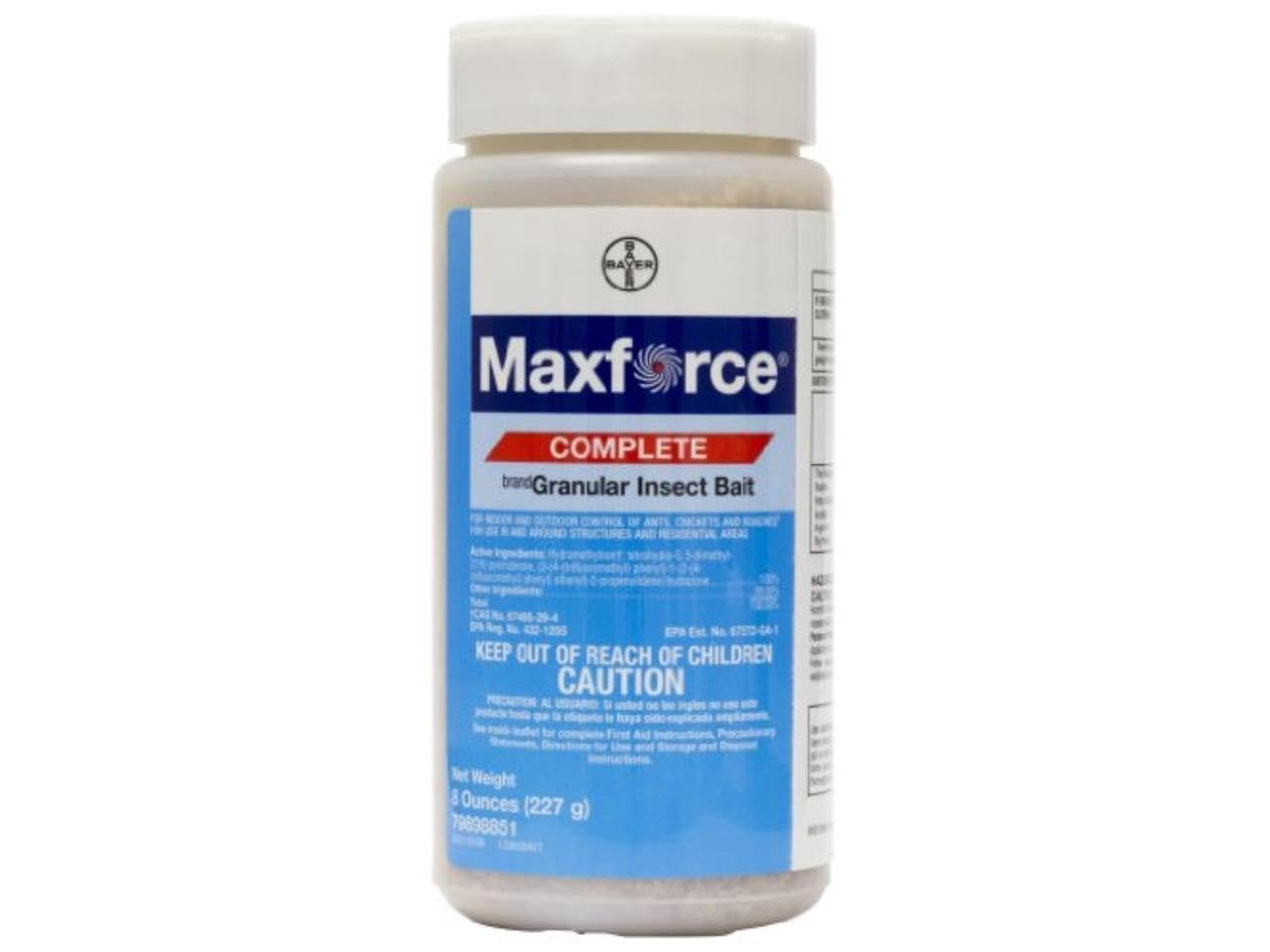 Bayer Maxforce Complete 8oz bottle ready for indoor pest control