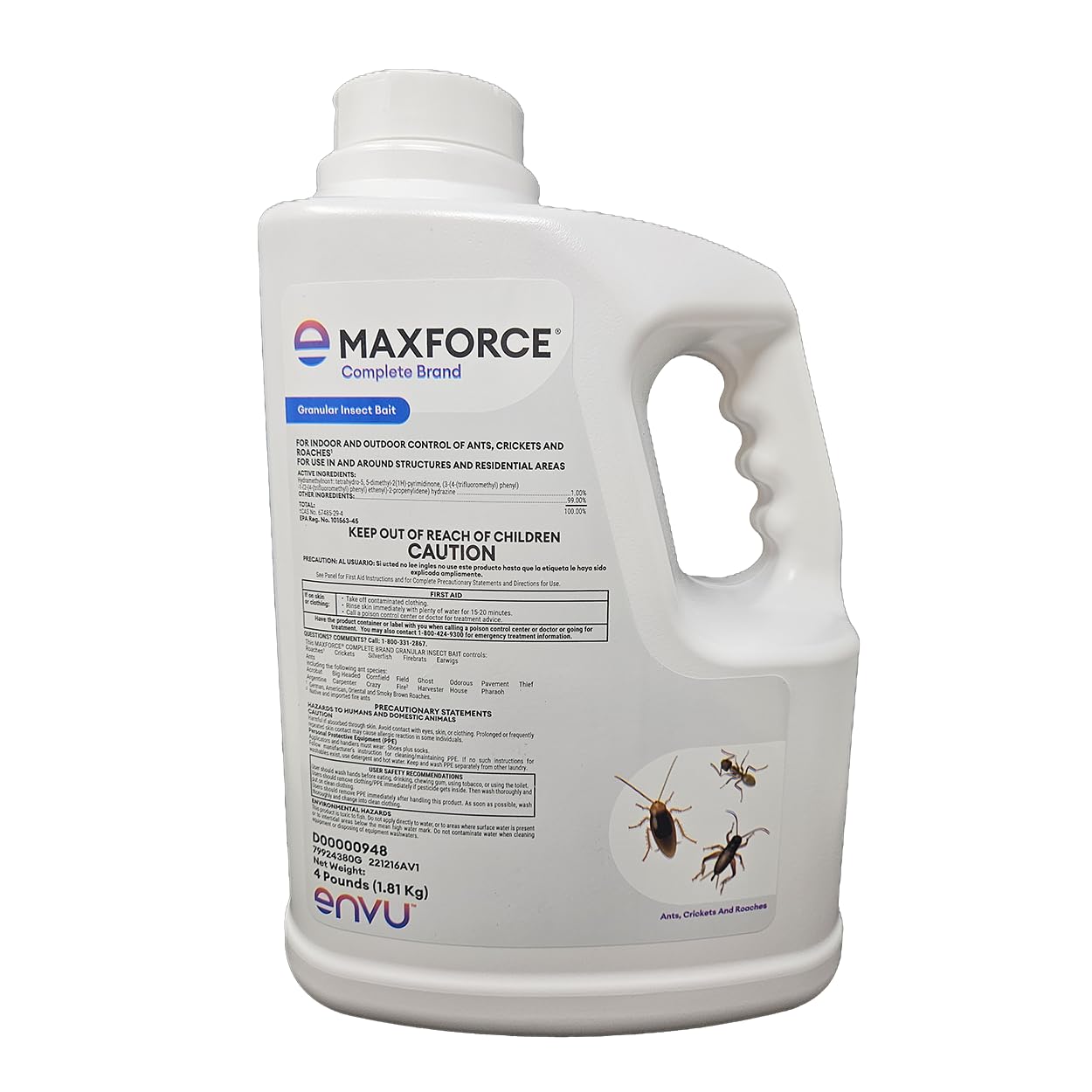 Bayer Maxforce Complete granular bait for indoor pest control.