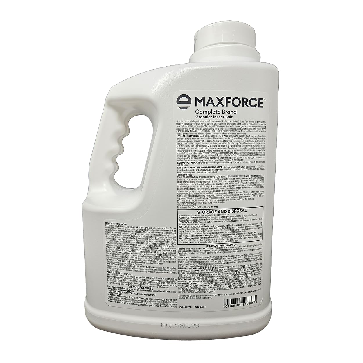 Bayer Maxforce Complete granular bait packaging supports targeted interior pest management.