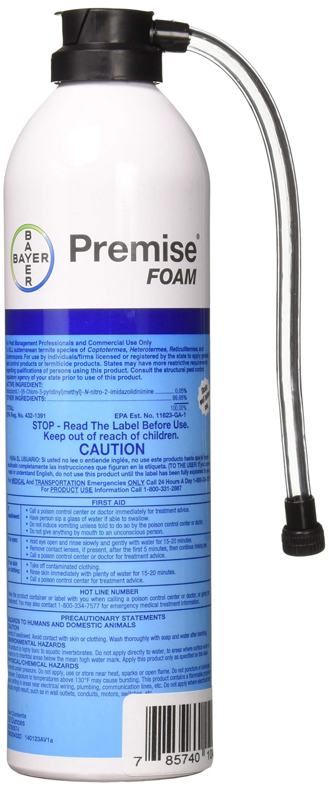 Bayer Premise Foam Termiticide can for targeted termite control in hard-to-reach areas.