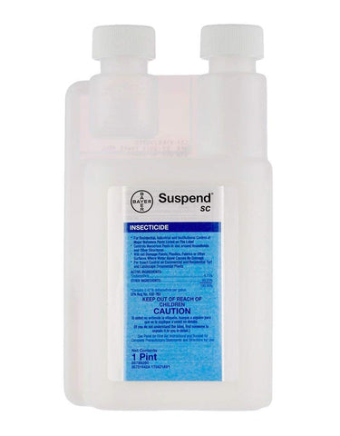 Bayer Suspend SC label image showing flexible use on mattresses, carpets, and upholstery