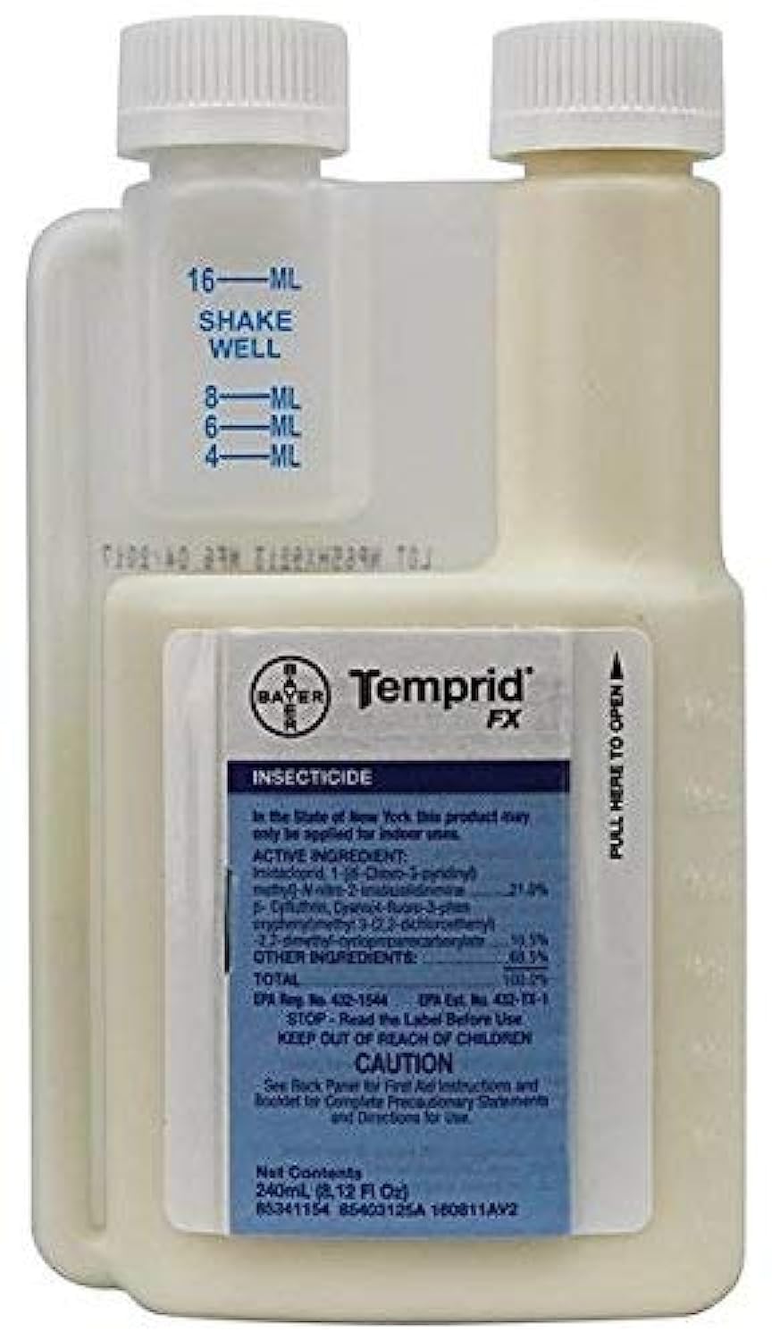 Bayer Temprid FX bottle for indoor and outdoor pest control with precise dosing.