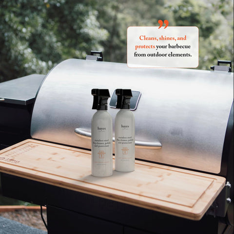 Bayes stainless steel BBQ shiny finish after cleaning showcases a streak-free glow.