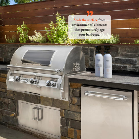 Bayes stainless steel BBQ sun rain resistance layer helps surfaces endure outdoors.