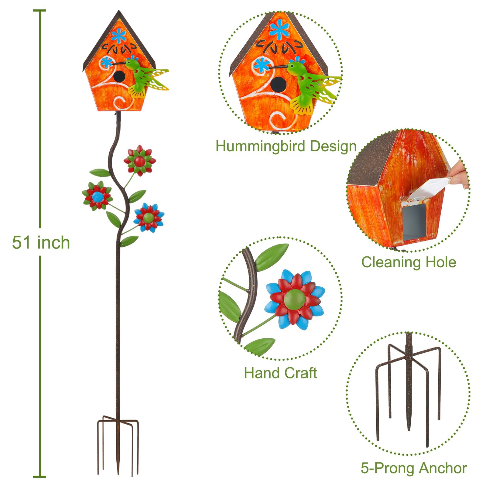Bayn distressed iron stake offers durable outdoor decor that withstands rain and sun.