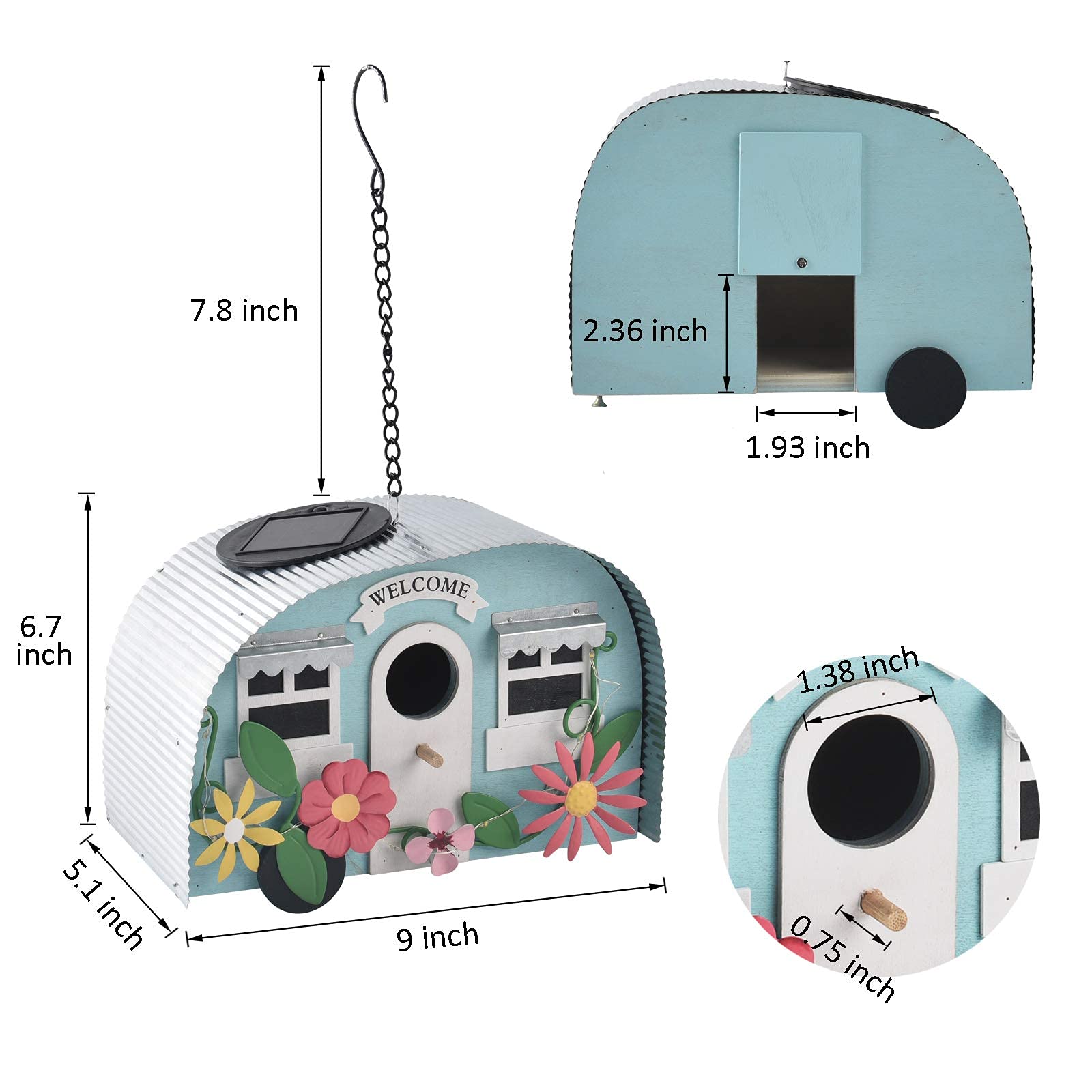 BAYN entrance hole measuring 1.38 inches for small birds