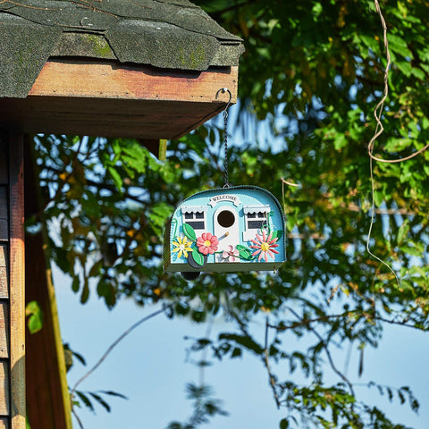 BAYN handcrafted camper vibe bird house enhances outdoor decor