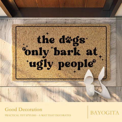 BAYOGITA dog lovers doormat in entryway, adds charm and practicality.