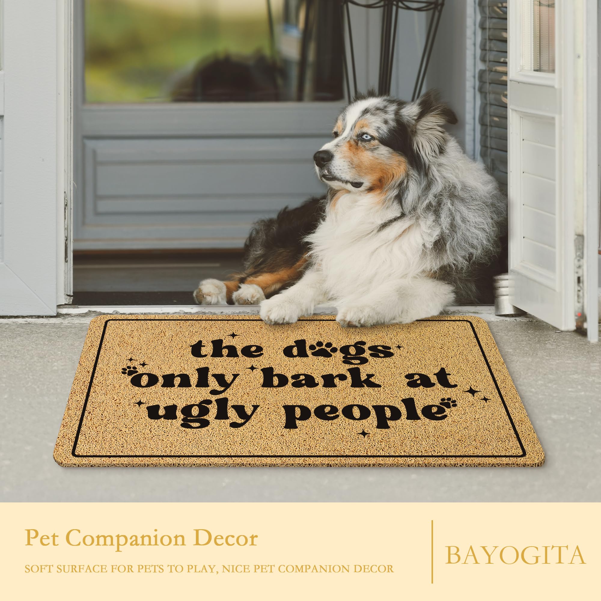BAYOGITA easy-clean mat cleans with broom or vacuum.