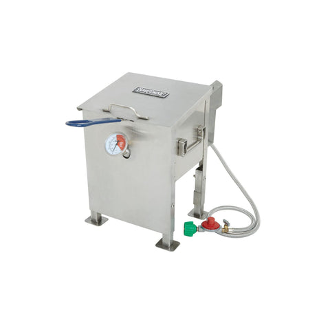 Bayou Classic 700-725 fryer tabletop use for compact outdoor cooking.