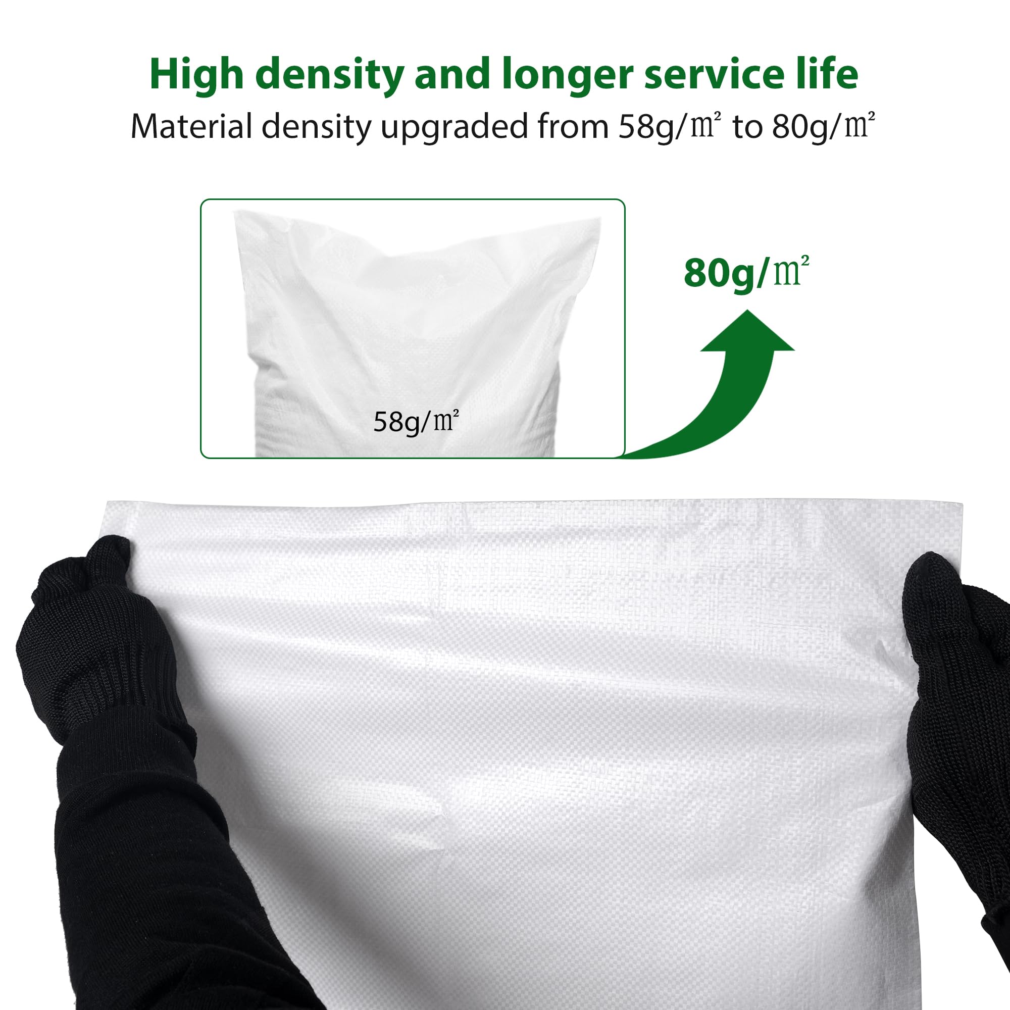 Baypify sand bag with ties for easy sealing during transport.