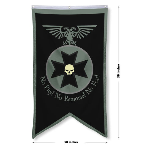 Bayyon Black Templars banner flag close-up design highlighting vibrant print details