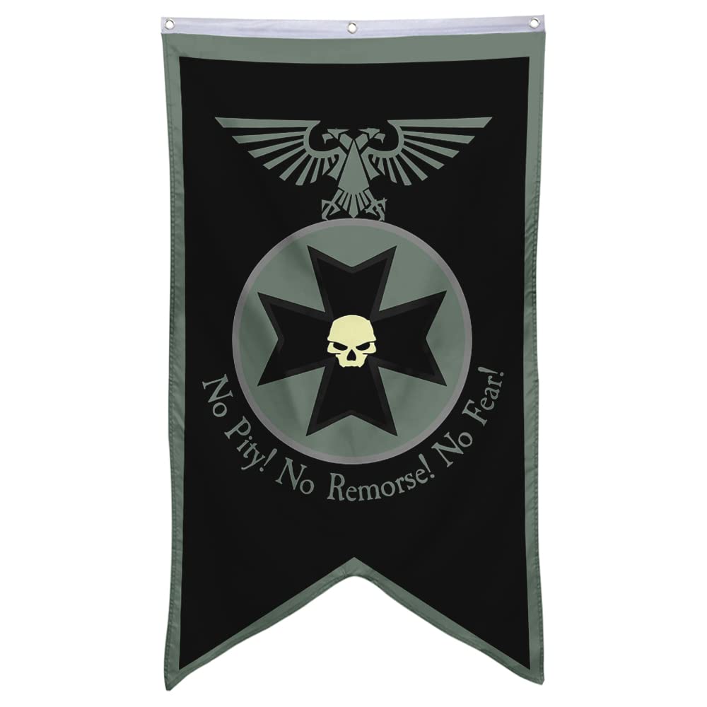 Bayyon Black Templars banner flag in full view showing durable polyester and mounting options
