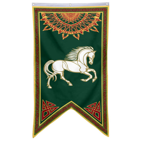 Bayyon Rohan flag banner, 30x50 inches, easy hanging with three metal grommets.
