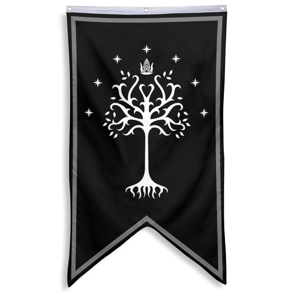 Bayyon Tree of Gondor banner flag on wall for dramatic indoor decor.