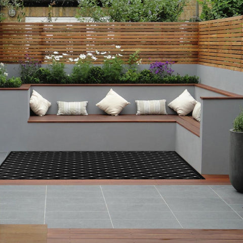 Bazasa soft textured cotton mat adds cozy feel to entry.