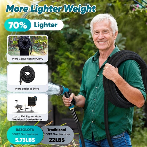 Bazolota garden hose anti-kink connectors prevent tangling during chores.