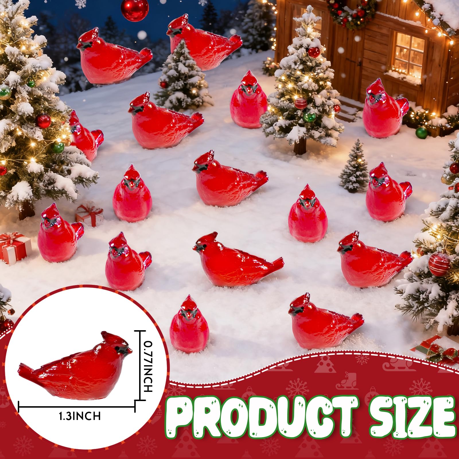 Bbiamsleep mini red cardinal ornament close-up, clear resin detail